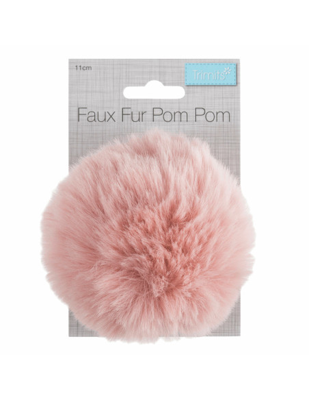 Faux fur pompom 11 cm - Light pink