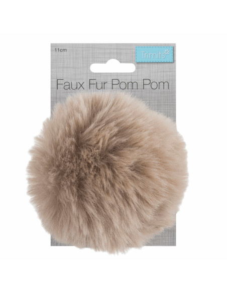 11 cm faux fur pompom - Natural