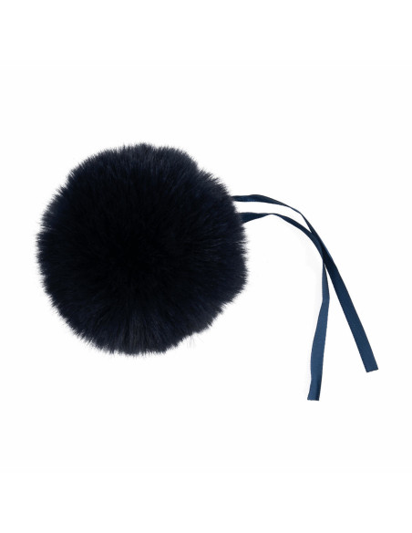 Faux fur pompom 11 cm - Navy blue