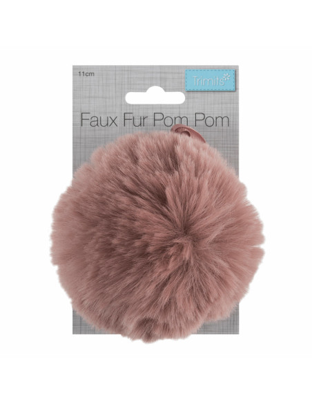 Faux fur pompom 11 cm - Old pink
