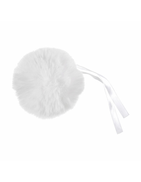 Faux fur pompom 11 cm - White