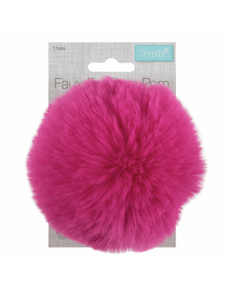 Faux fur pompom 11 cm - Cherry
