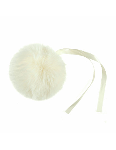 Faux fur pompom 11 cm - Cream