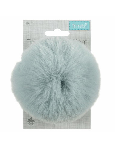 Faux fur pompom 11 cm - Blue gray