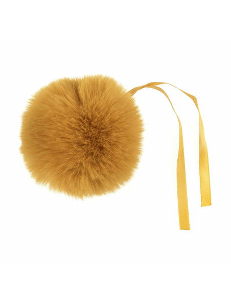 11 cm faux fur pompom - Mustard
