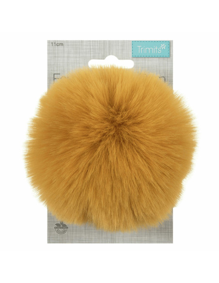 11 cm faux fur pompom - Mustard
