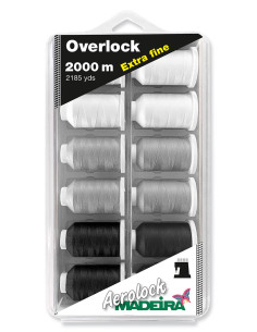 Box of 12 cones for overlocker Aerolock No. 180 Madeira - Black and White
