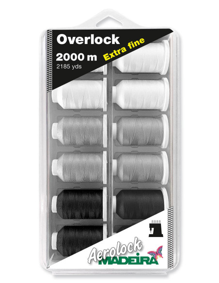 Box of 12 cones for overlocker Aerolock No. 180 Madeira - Black and White