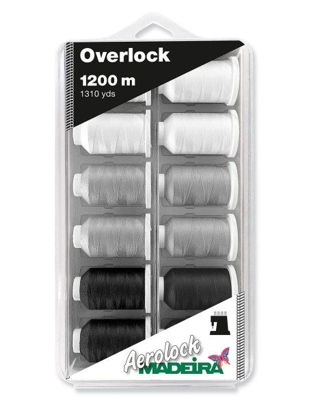 Box of 12 cones for overlocker Aerolock No. 125 Madeira - Black and White