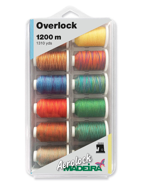 Box of 12 cones for overlocker Aerolock No. 125 Madeira - Multicolor