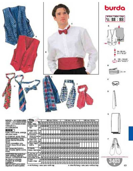 Vest pattern, accessories - Burda 3403