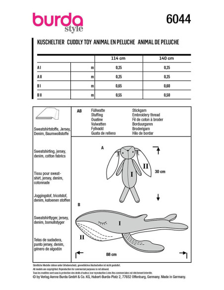 Stuffed Animal Pattern - Burda 6044