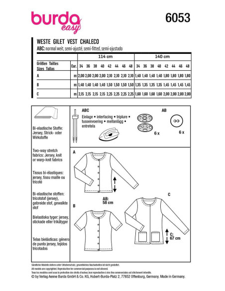Vest pattern - Burda 6053