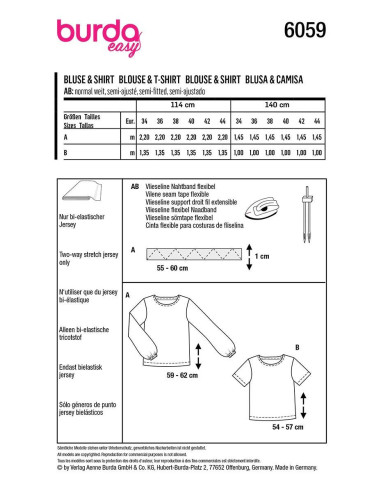 T-shirt and blouse pattern - Burda 6059
