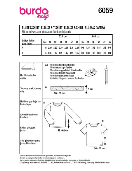 T-shirt and blouse pattern - Burda 6059