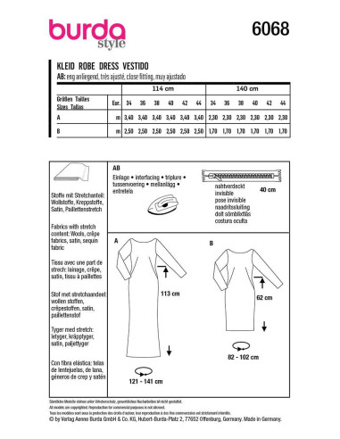Dress pattern - Burda 6068