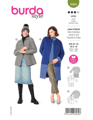 Coat and jacket pattern - Burda 6069