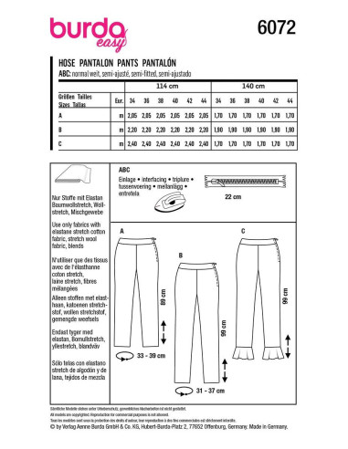 Pants pattern - Burda 6072