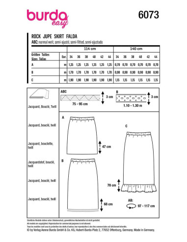 Skirt pattern - Burda 6073