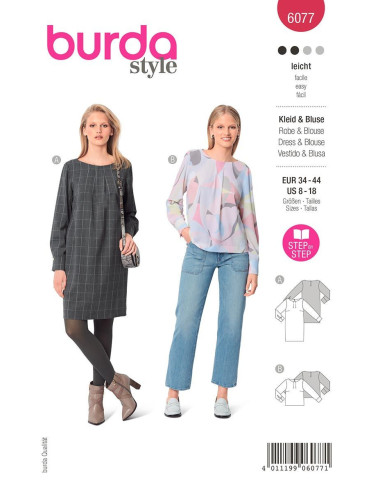 Dress and blouse pattern - Burda 6077