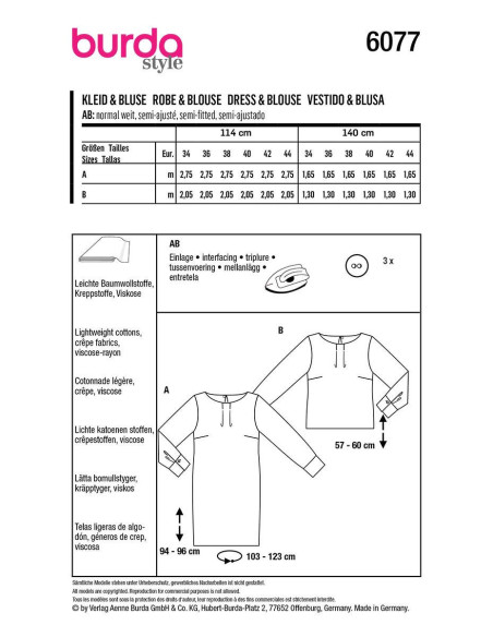 Dress and blouse pattern - Burda 6077