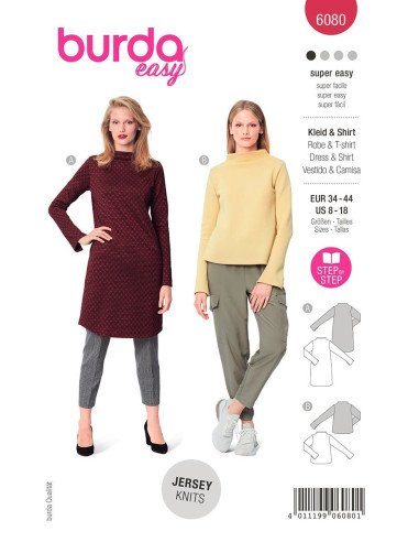 Dress and T-shirt pattern - Burda 6080
