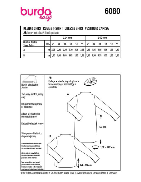 Dress and T-shirt pattern - Burda 6080