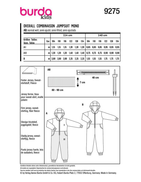 Pattern for jumpsuit - Burda 9275
