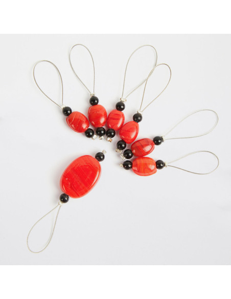 Set of 7 KnitPro stitch markers - Tangerine