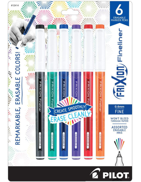 Set of 6 Pilot FriXion Fineliner felt-tip pens