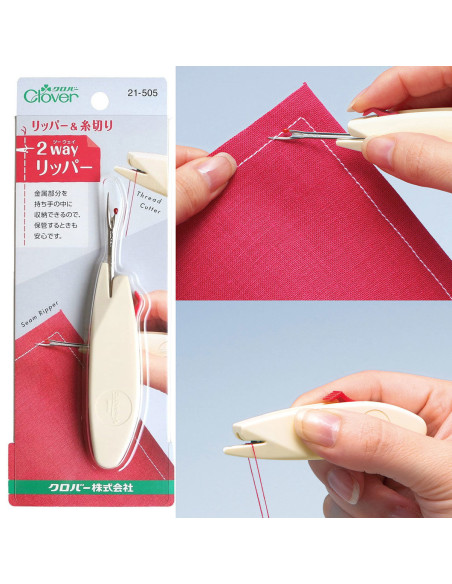 Clover retractable seam ripper and thread cutter