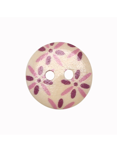 Set of 8 wooden buttons 15 mm - Flowers