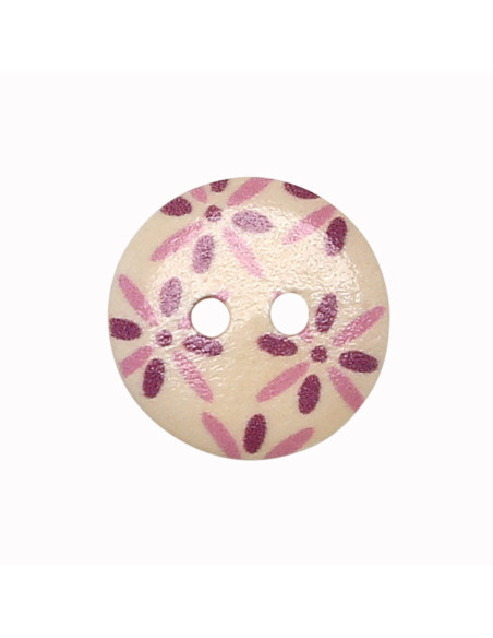 Set of 8 wooden buttons 15 mm - Flowers