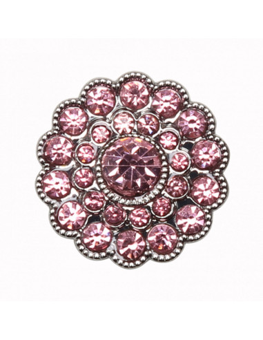 Set of 4 Rhinestone Buttons 17 mm - Pink