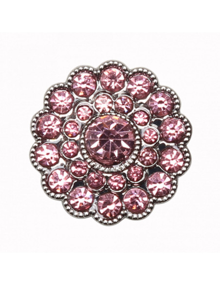 Set of 4 Rhinestone Buttons 17 mm - Pink