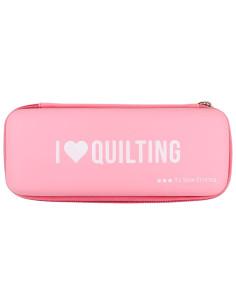 Pink rotary cutter storage case - I love quilting