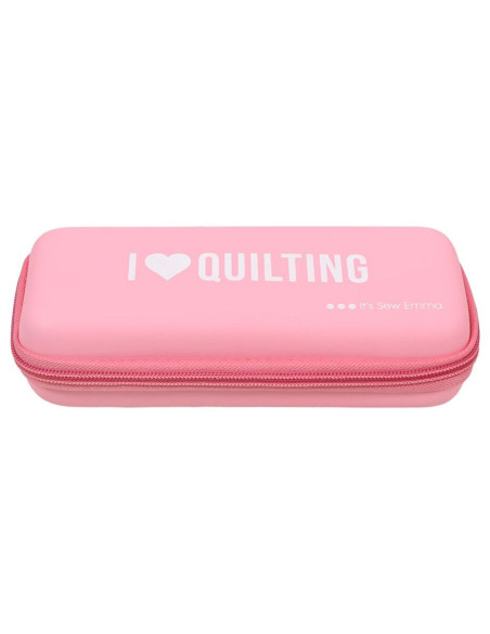 Pink rotary cutter storage case - I love quilting