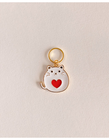 Set of 4 stitch marker rings - Heart Cats