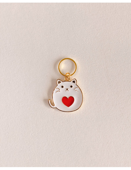 Set of 4 stitch marker rings - Heart Cats