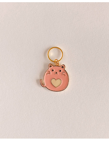 Set of 4 stitch marker rings - Heart Cats