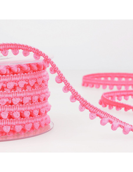 Mini pompom trim - Bright pink