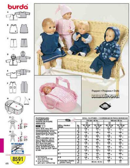 Doll Clothes Pattern - Burda 8591