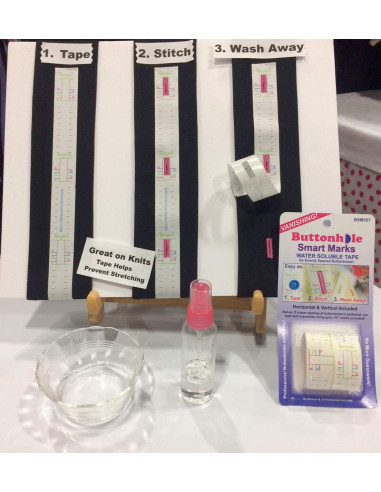 Water-soluble tape for buttonhole marking