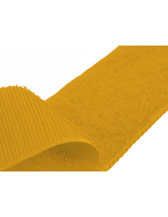 Yellow sew-on hook and loop tape, 20 mm wide, sold by the meter