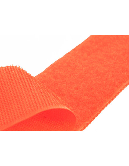 Orange sew-on hook and loop tape, 20 mm wide, sold by the meter