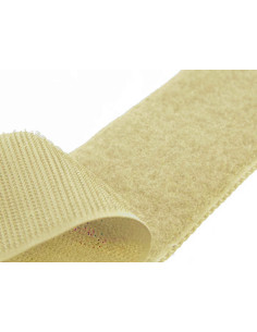 Beige sew-on hook and loop tape, 20 mm wide, sold by the meter