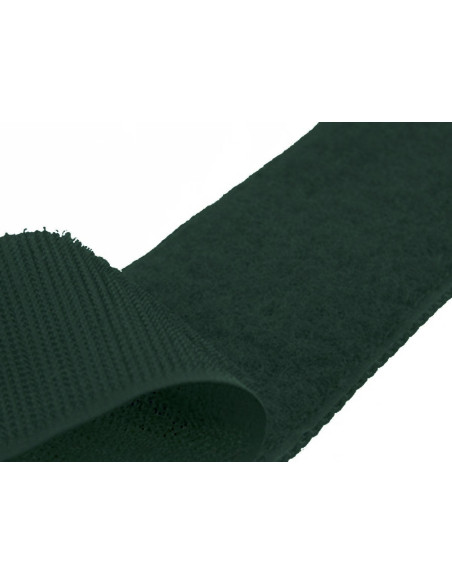 Bottle green sew-on hook and loop tape, 20 mm wide, sold by the meter