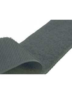 Dark gray sew-on hook and loop tape, 20 mm wide, sold by the meter