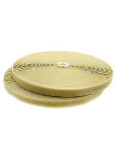 Beige sew-on hook and loop tape, 20 mm wide, 25-meter roll
