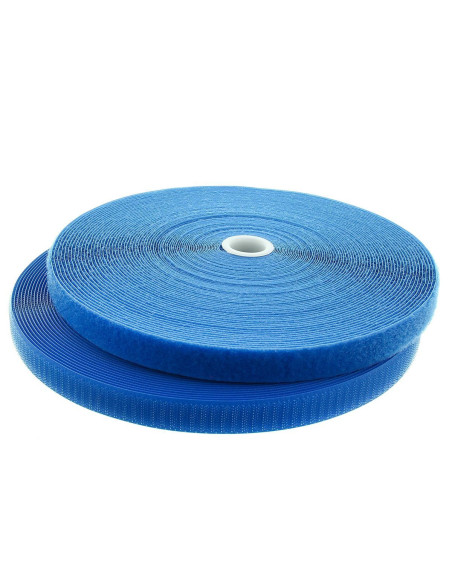 Royal blue sew-on hook and loop tape, 20 mm wide, 25-meter roll